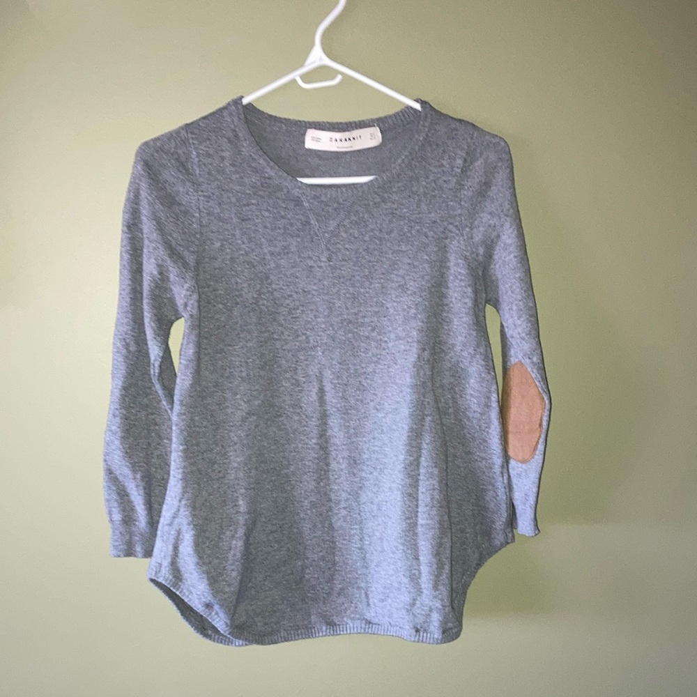 Zara Gray Crew Neck Sweater Soft Knit Relaxed Fit